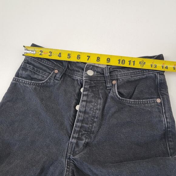 We The Free High Waisted Wide Leg Crop Jeans Womens 27 Black Button Fly Flare - Picture 11 of 14